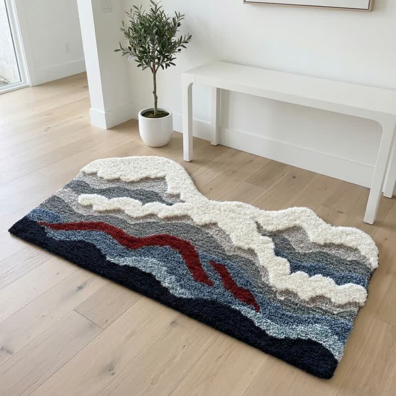 Abstract Wave Shaped Flocked Rug - image 8