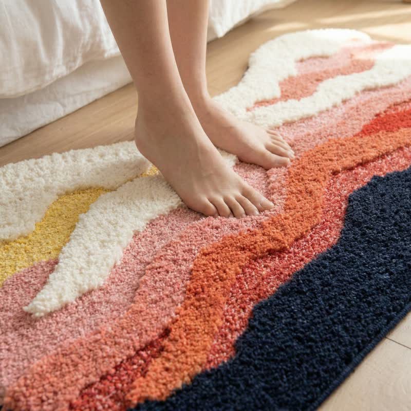 Abstract Wave Shaped Flocked Rug - image 2