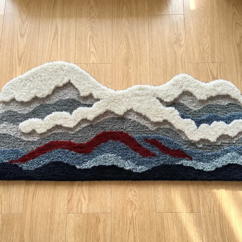 Abstract Wave Shaped Flocked Rug - image 9