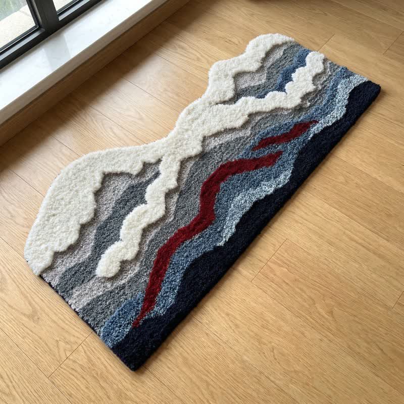 Abstract Wave Shaped Flocked Rug - image 6
