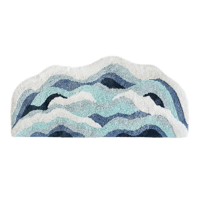 Ocean-Inspired Wave Shaped Flocked Rug - image 6