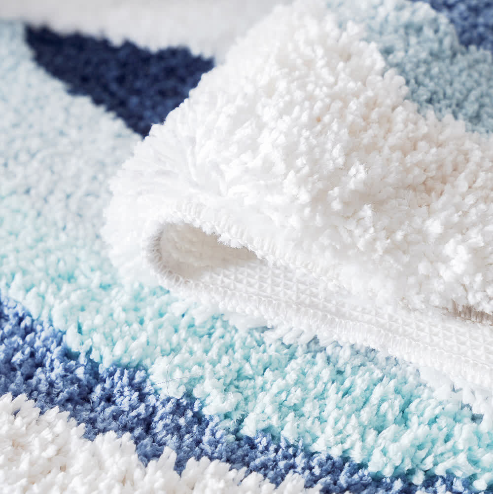 Ocean-Inspired Wave Shaped Flocked Rug - image 5