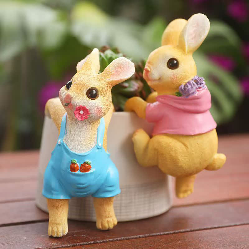 Whimsical Resin Bunny Pot Climbers Set - 4 Sets - image 0