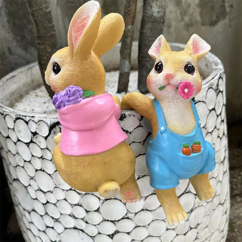 Whimsical Resin Bunny Pot Climbers Set - image 3
