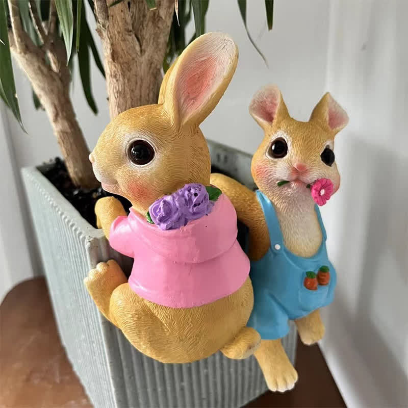 Whimsical Resin Bunny Pot Climbers Set - image 5