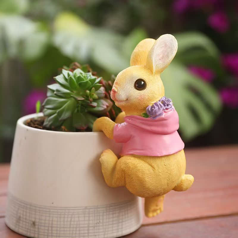 Whimsical Resin Bunny Pot Climbers Set - image 10