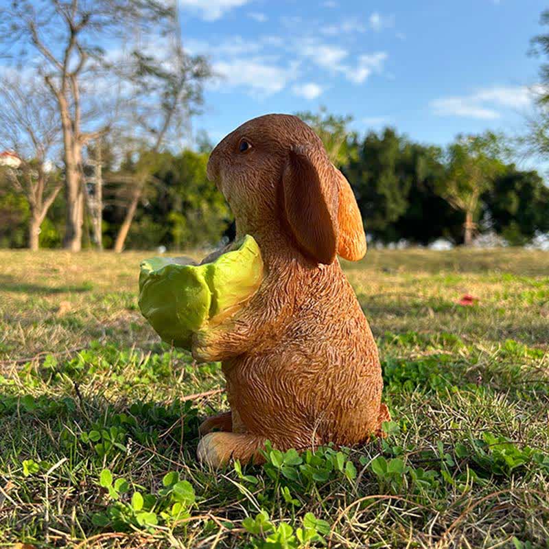 Resin Rabbit Bird Garden Feeder Statue - image 2