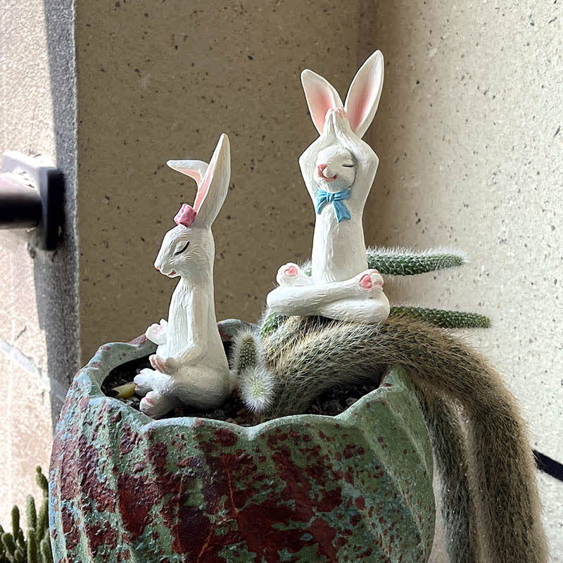 Resin Yoga Rabbit Garden Sculptures Set - image 6