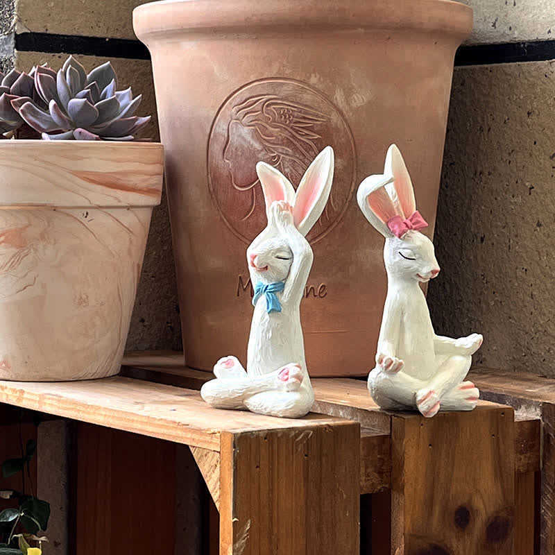 Resin Yoga Rabbit Garden Sculptures Set - image 1
