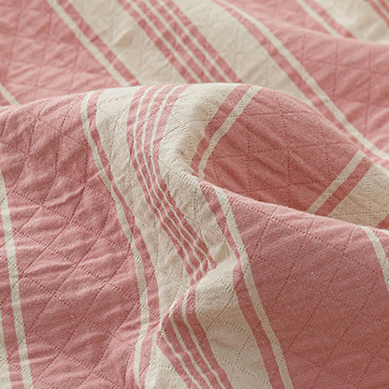 Minimalist Striped Cotton Gauze Quilt Blanket - image 5