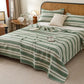 Minimalist Striped Cotton Gauze Quilt Blanket - Green - Quilt with 2PCS Pillow Towels - King - image 8