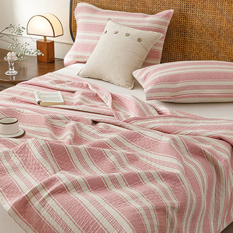 Minimalist Striped Cotton Gauze Quilt Blanket - image 2