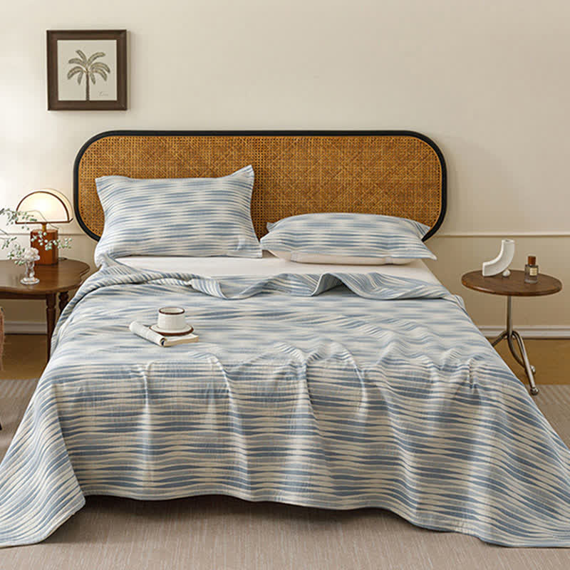 Curved Wave Cotton Gauze Quilt Blanket - image 5