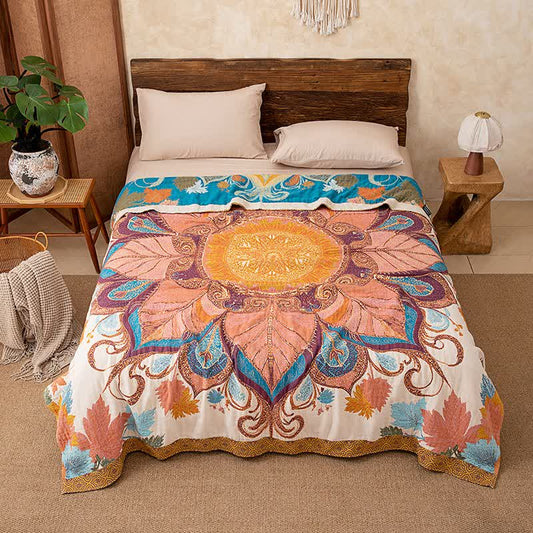 Retro Style Floral Cotton Quilt Blanket - Queen - image 0