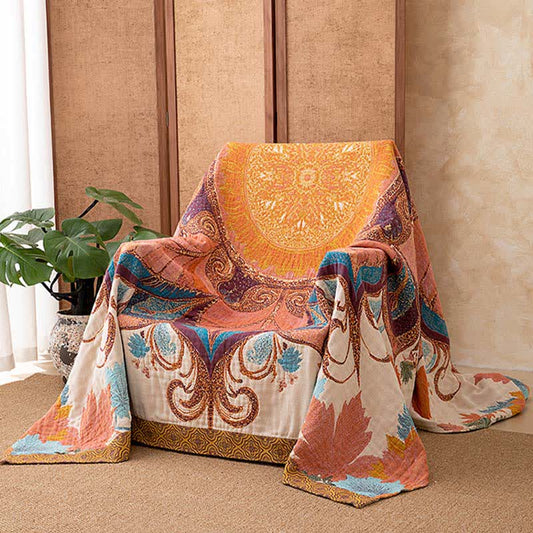 Retro Style Floral Cotton Blanket - 90"W x 90"L - image 0