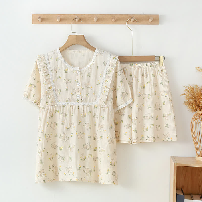 Refresh Bunny Pure Cotton Pajama Set - Beige - XL - image 0