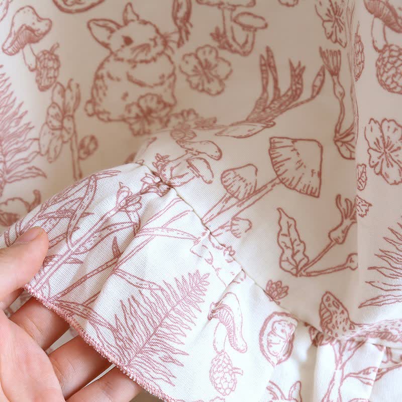 Rustic Mushroom & Bunny Cotton Nightgown - image 8