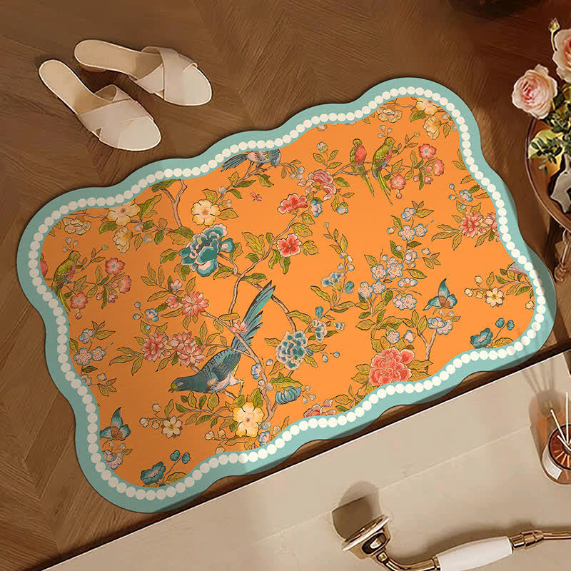 Oriental Floral Bird Diatom Mud Bath Mat - image 1