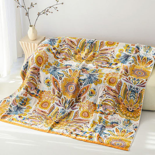 Tropical Floral Pure Cotton Blanket - 90"W x 98"L - image 0