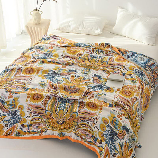 Tropical Floral Pure Cotton Quilt Blanket - image 1
