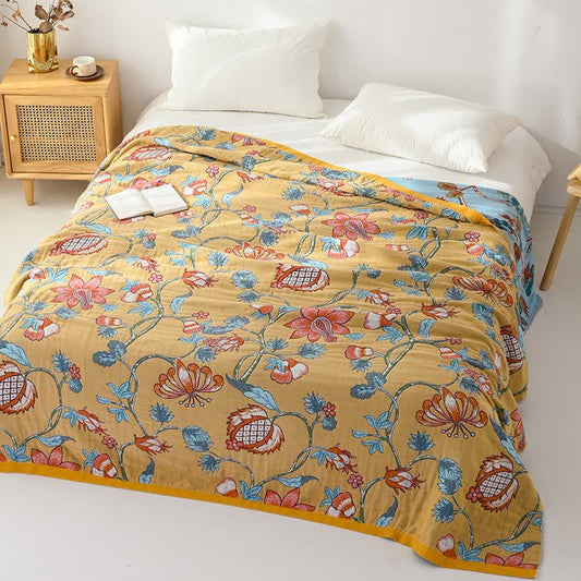 Artistic Floral Pure Cotton Quilt Blanket - image 1