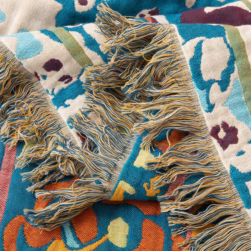 Retro Blue Pure Cotton Quilt Blanket - image 3