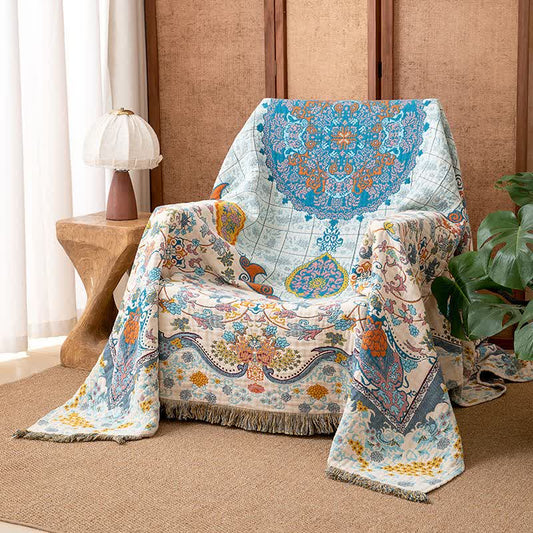 Vintage Style Cotton Tassel Blanket - 79"W x 90"L - image 0