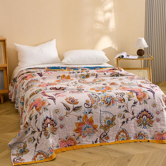 Blooming Floral Pure Cotton Quilt Blanket - image 1