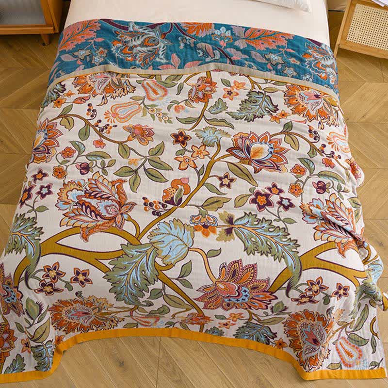 Retro Floral Pure Cotton Quilt Blanket - image 3