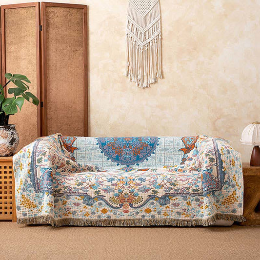 Vintage Style Cotton Tassel Blanket - image 1