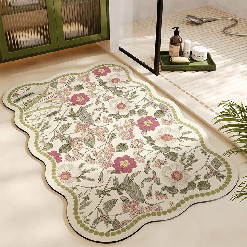 Ownkoti Vintage Floral Diatom Mud Bath Mat - Rectangle - 23" x 35" - image 0