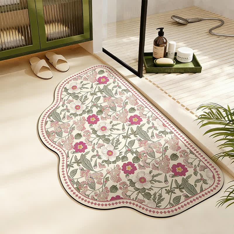 Ownkoti Vintage Floral Diatom Mud Bath Mat - Trapezoid - 23" x 35" - image 2