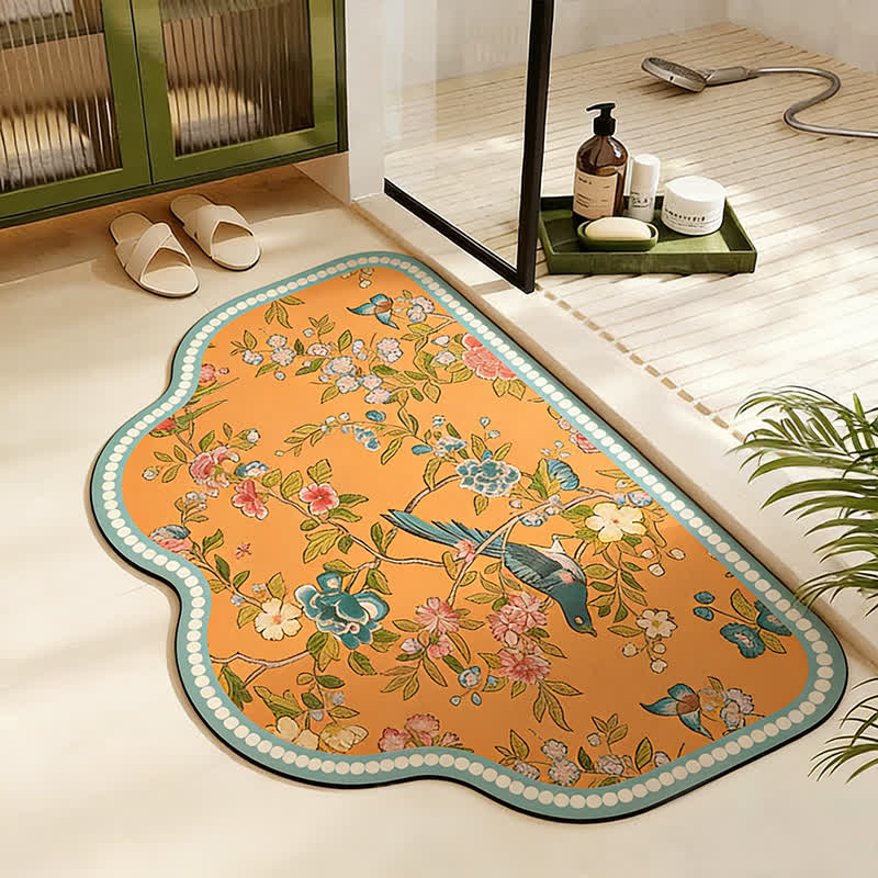 Oriental Floral Bird Diatom Mud Bath Mat - Trapezoid - 23" x 35" - image 2
