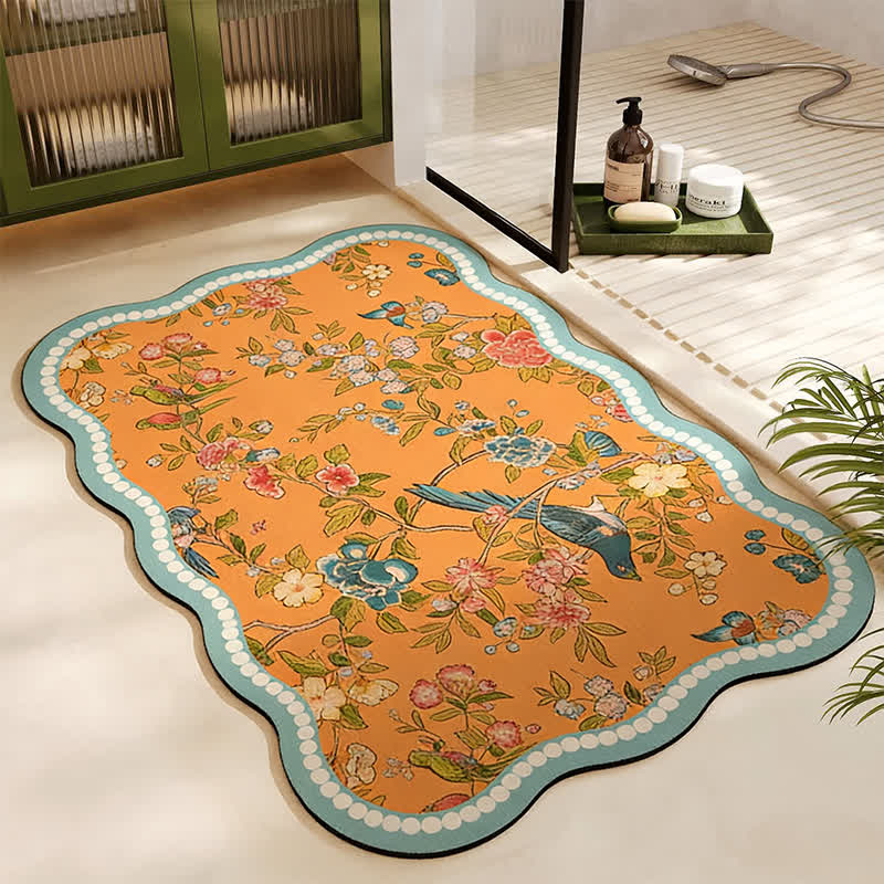Oriental Floral Bird Diatom Mud Bath Mat - Rectangle - 23" x 35" - image 0