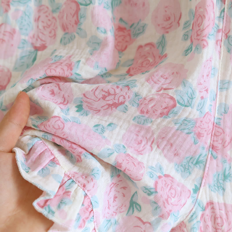 Romantic Floral Cotton Gauze Sleeveless Pajamas - image 5