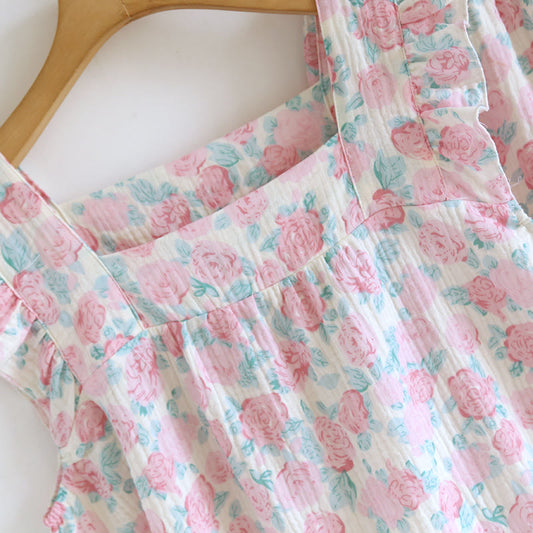 Romantic Pink Floral Cotton Cami Nightgown - image 1