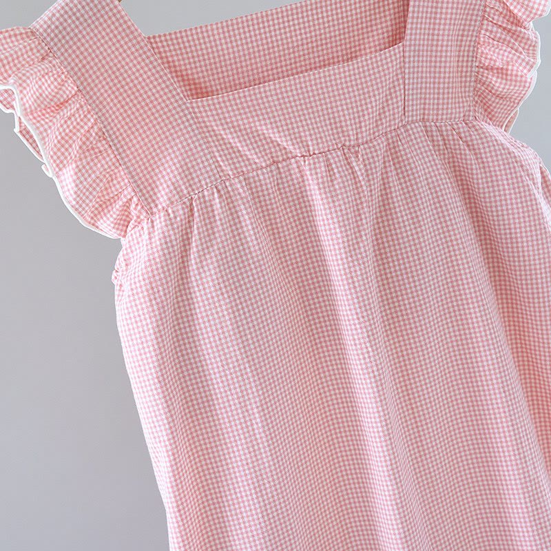 Gingham Flutter Sleeve Cotton Nightgown - image 3