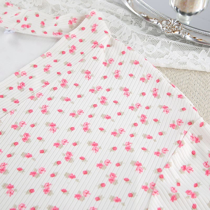 Floral Print Ruffle Knit Pajama Robe - image 11