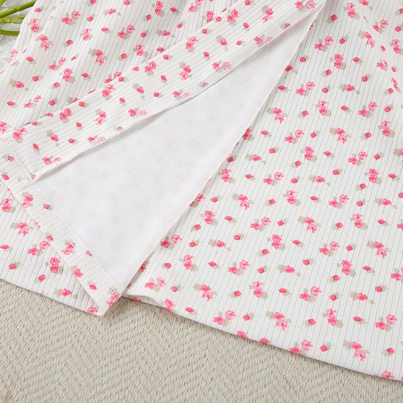 Floral Print Ruffle Knit Pajama Robe - image 13