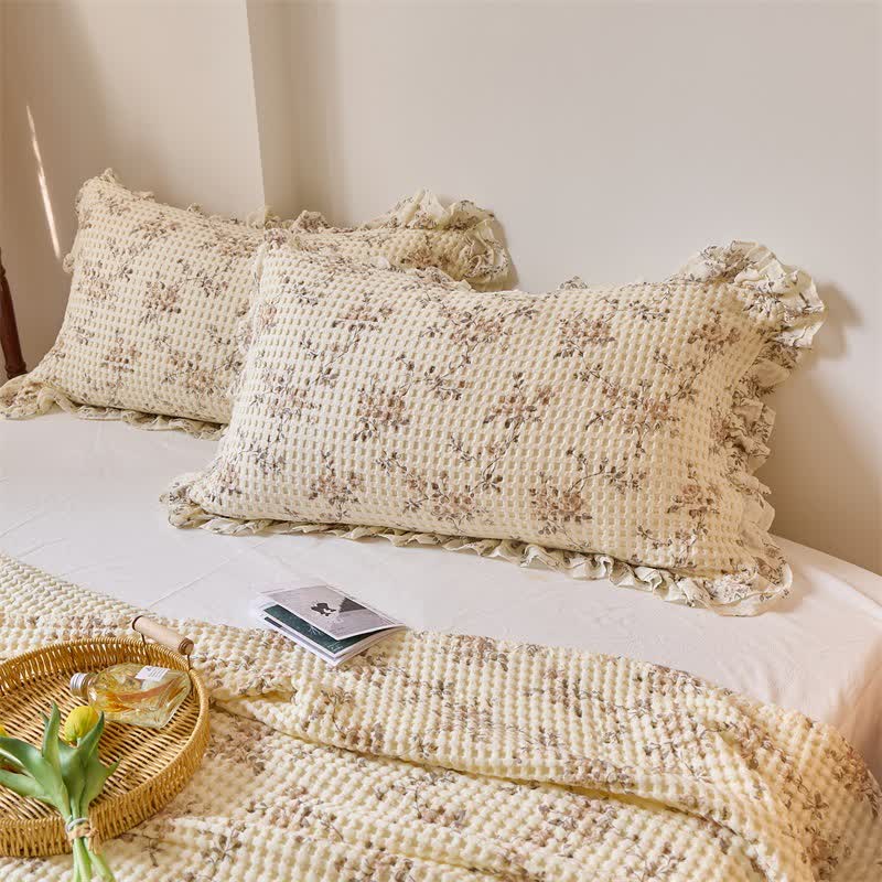 Floral Cotton Gauze Waffle Weave Quilt Blanket - image 11
