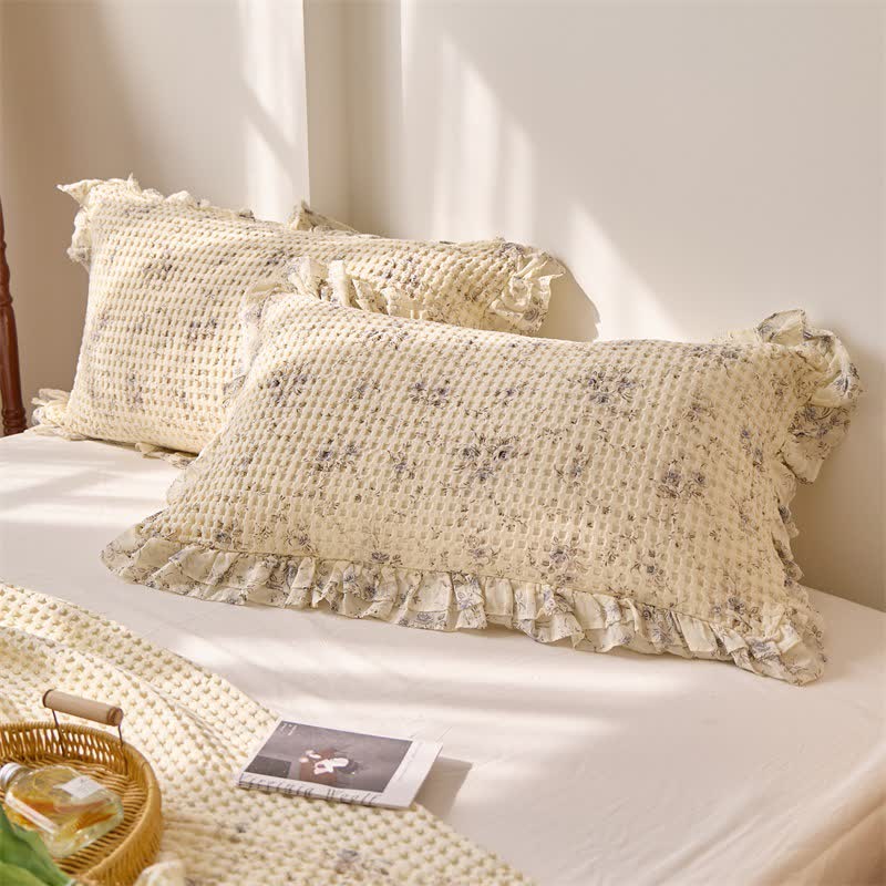 Floral Cotton Gauze Waffle Bedspread Quilt - image 3