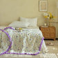 Purple Floral & Bunny Ruffled Summer Quilt - image 1