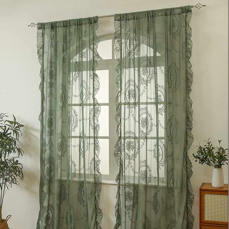 Cottage Lace Sheer Curtain with Ruffle Trim - image 2