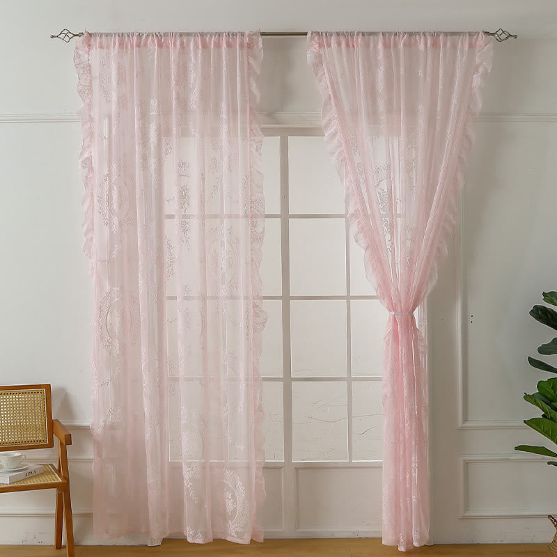 Cottage Lace Sheer Curtain with Ruffle Trim - image 12