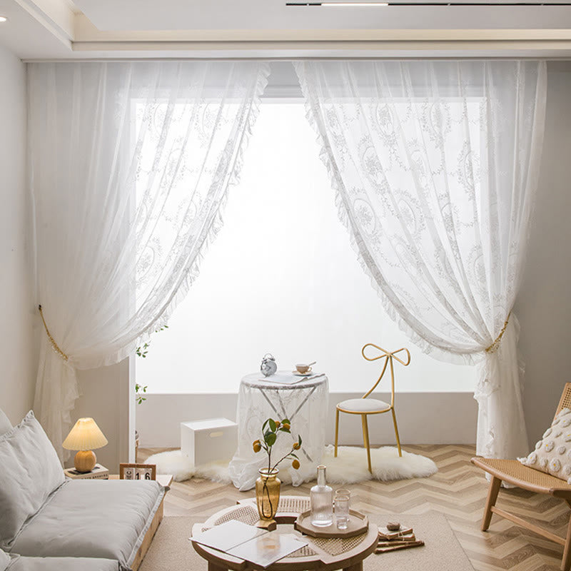 Cottage Lace Sheer Curtain with Ruffle Trim - image 17