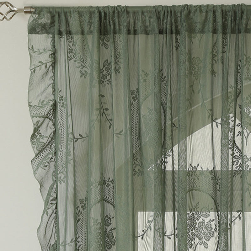 Cottage Lace Sheer Curtain with Ruffle Trim - image 4