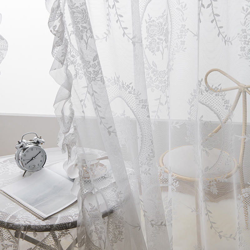 Cottage Lace Sheer Curtain with Ruffle Trim - image 22