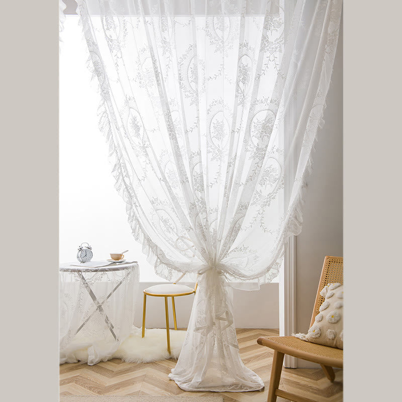 Cottage Lace Sheer Curtain with Ruffle Trim - image 21