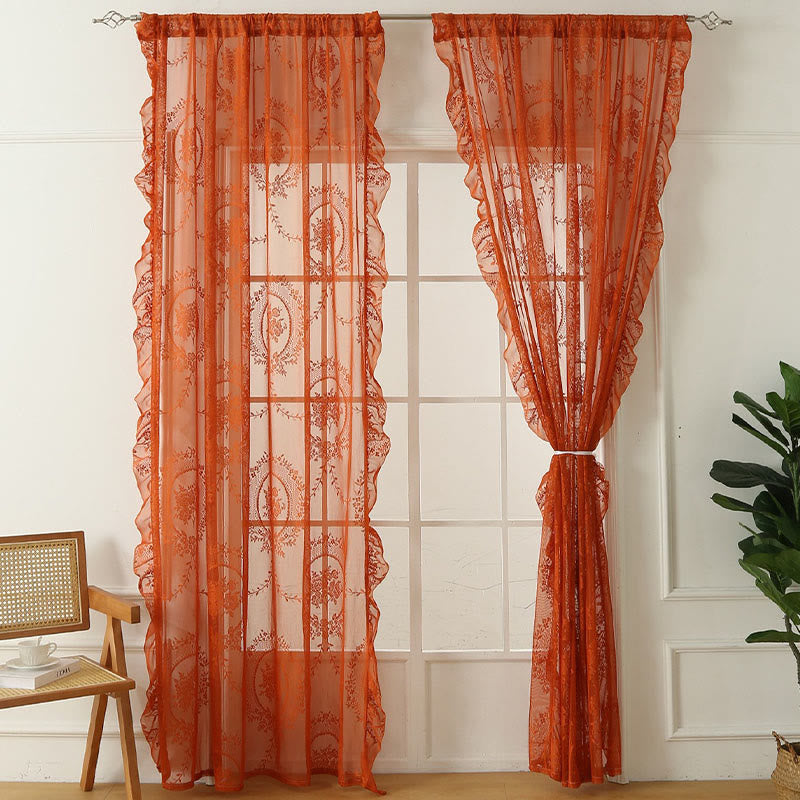 Cottage Lace Sheer Curtain with Ruffle Trim - image 8