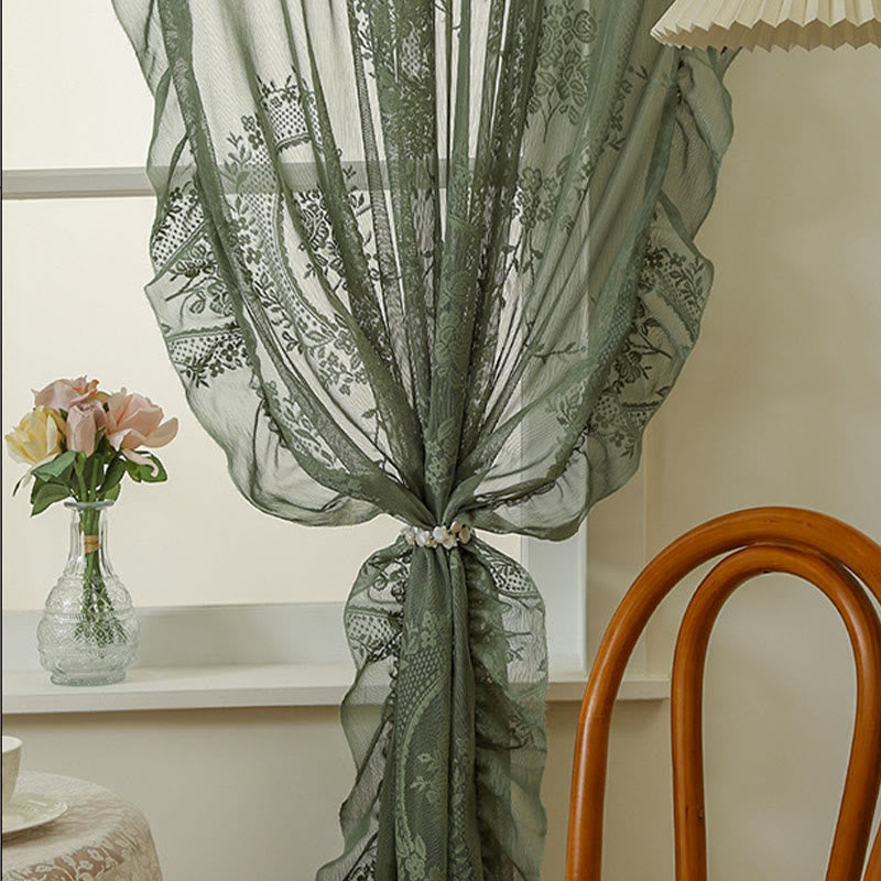 Cottage Lace Sheer Curtain with Ruffle Trim - image 3